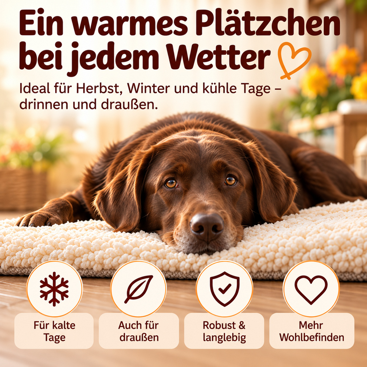 Selbstheizende Wärmematte / Wärmebett für Hunde - ohne Strom, kuschelig weich, waschbar V2