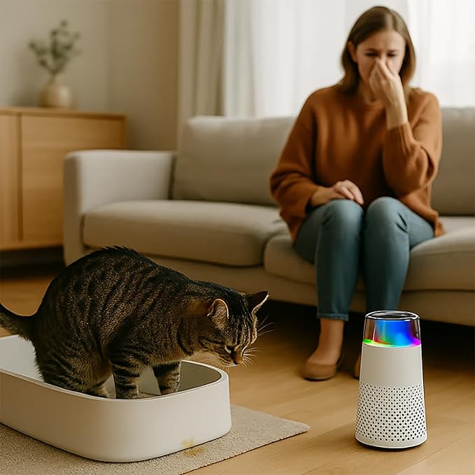 FurFresh by PurrAir Luftreiniger gegen Katzengeruch – Tiergeruchs-Entferner für Katzen & Haustiere - leise & kompakt fürs Schlafzimmer_weiß