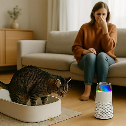 FurFresh by PurrAir Luftreiniger gegen Katzengeruch – Tiergeruchs-Entferner für Katzen & Haustiere - leise & kompakt fürs Schlafzimmer_weiß
