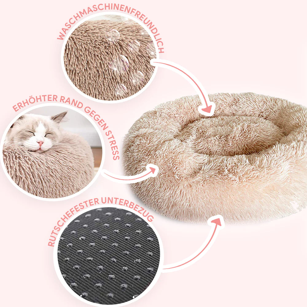 Gemütliches Katzenbett "Wolke 7" - das besondere Katzenkörbchen - flauschig, waschbar, wasserfest__rutschfester unterbezug