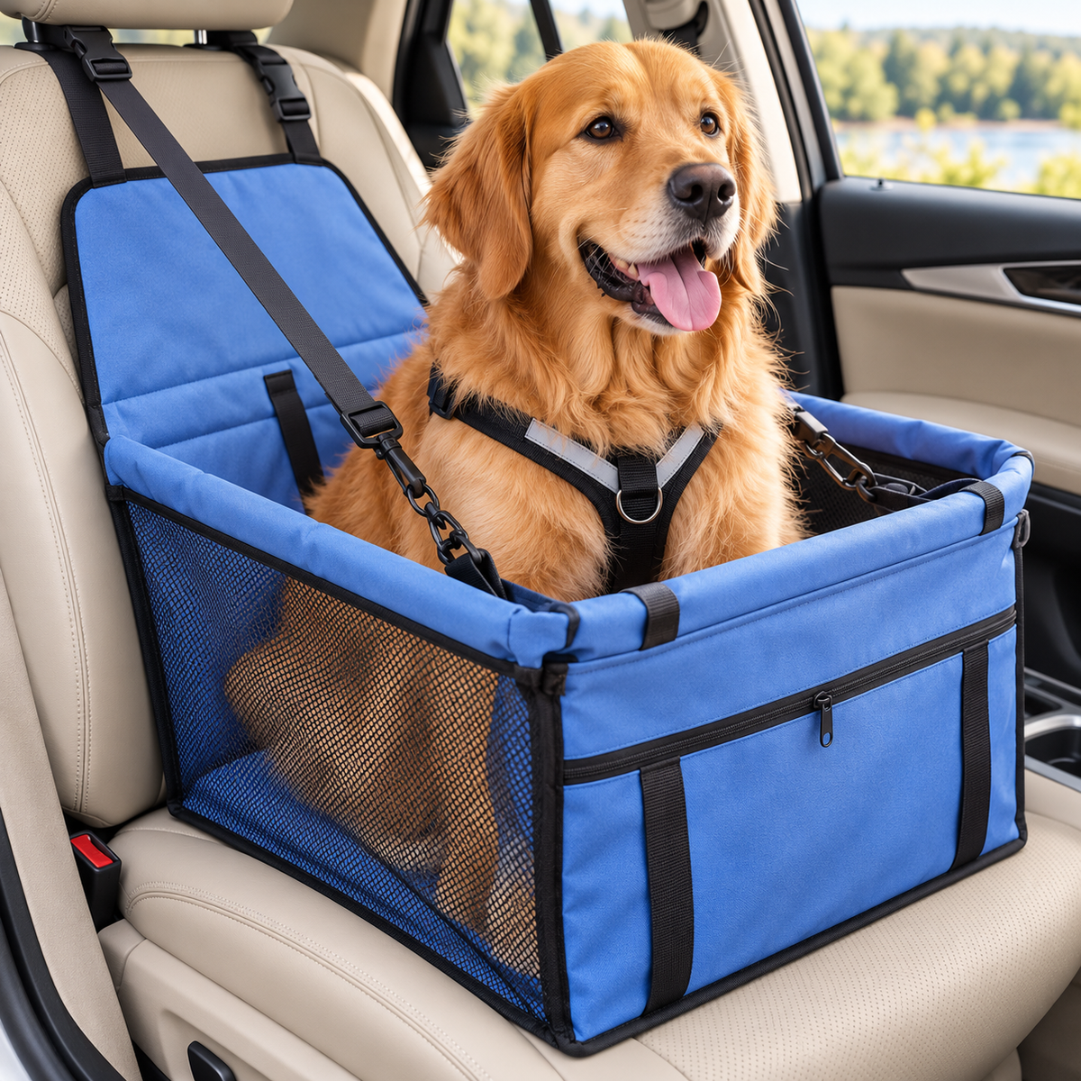 Hunde-Autositz - extra stabil & hochwertig, für kleine bis mittlere Hunde