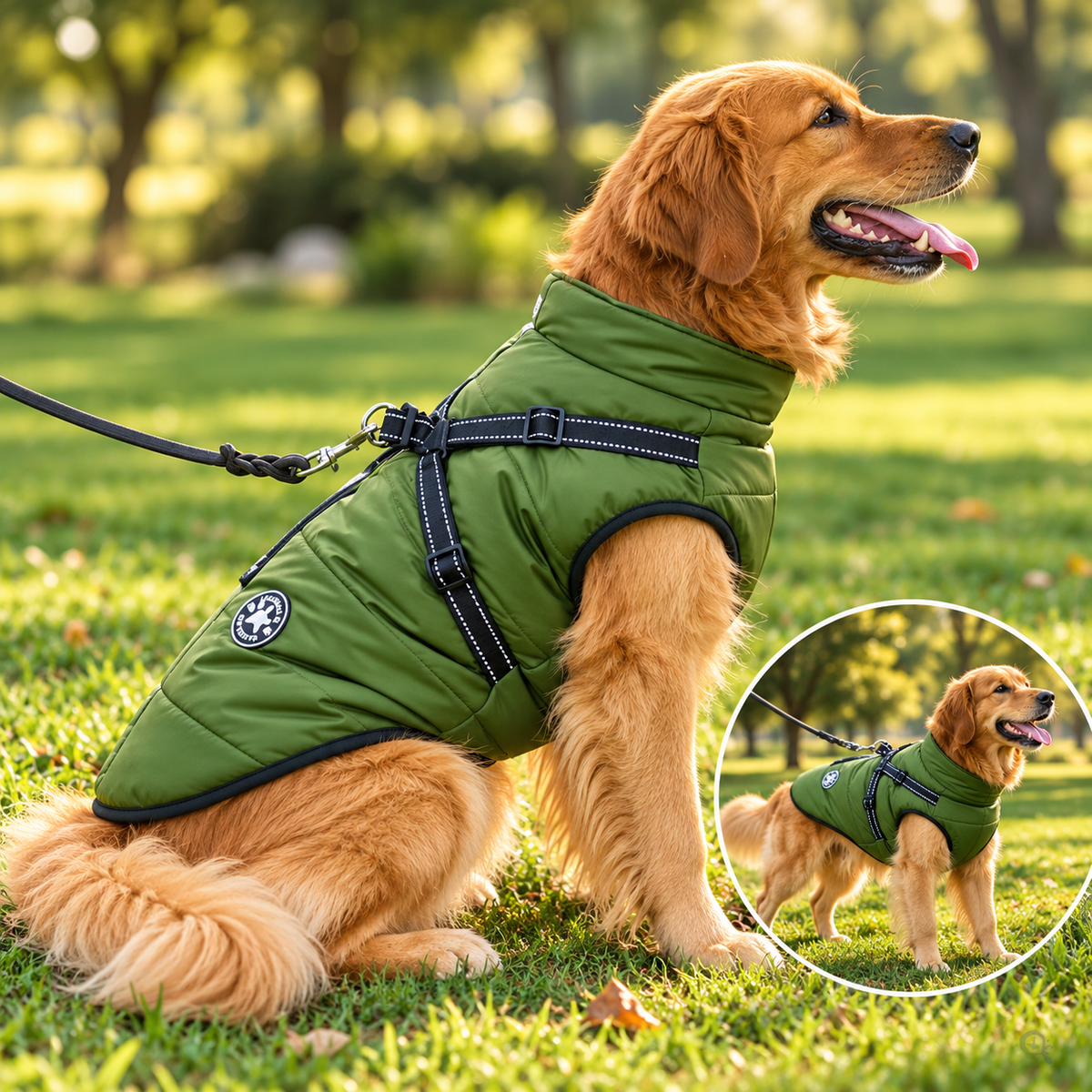 Allwetter-Hundejacke - wasserdicht, verstellbar_grün
