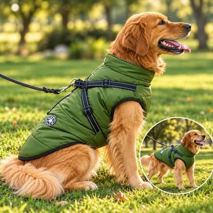 Allwetter-Hundejacke - wasserdicht, verstellbar_grün