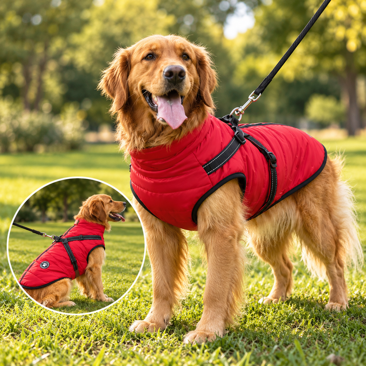 Allwetter-Hundejacke - wasserdicht, verstellbar_rot 2