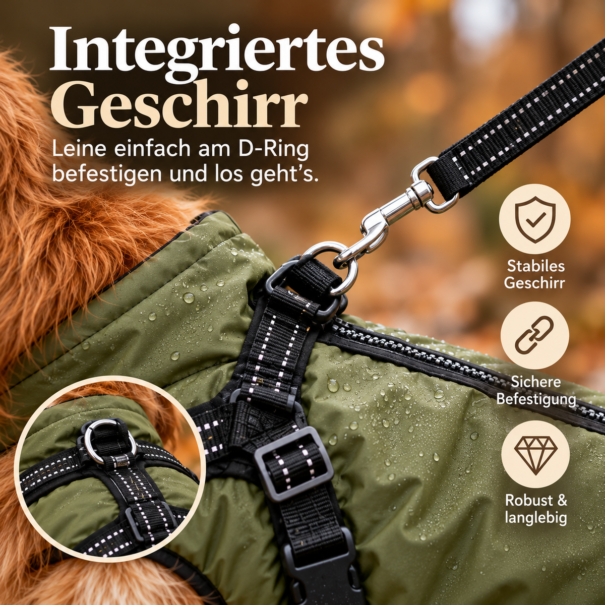 Allwetter-Hundejacke - wasserdicht, verstellbar