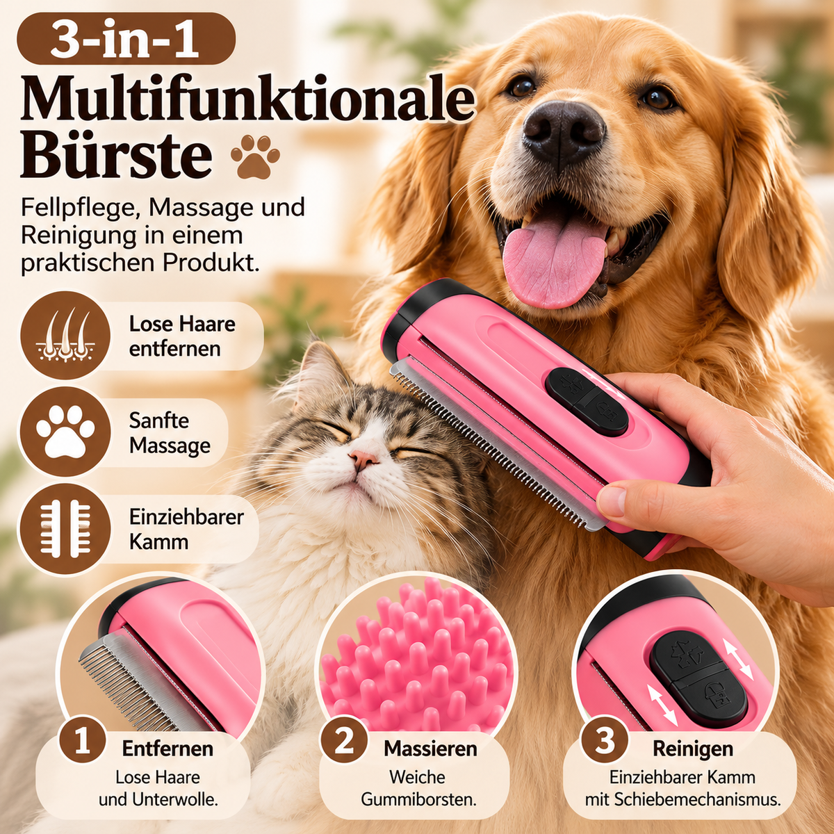 3 IN 1 MULTIFUNKTIONALE BÜRSTE