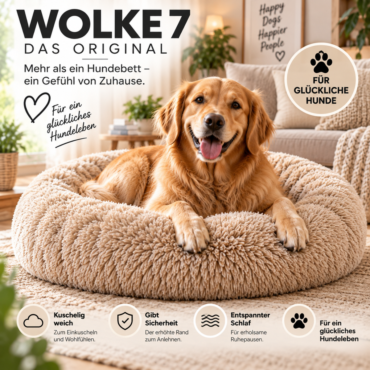 Orthopädisches Hundebett "Wolke 7" - kuschelig weich, leicht waschbar, haustierfreundlich