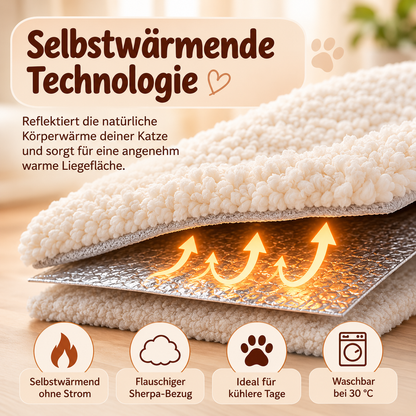 Selbstheizende Wärmematte / Wärmebett für Katzen - ohne Strom, kuschelig weich, waschbar