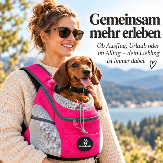 Hunde-Tragerucksack für kleine & mittelgroße Hunde bis max. 11 kg - super bequem & größenverstellbar_pink