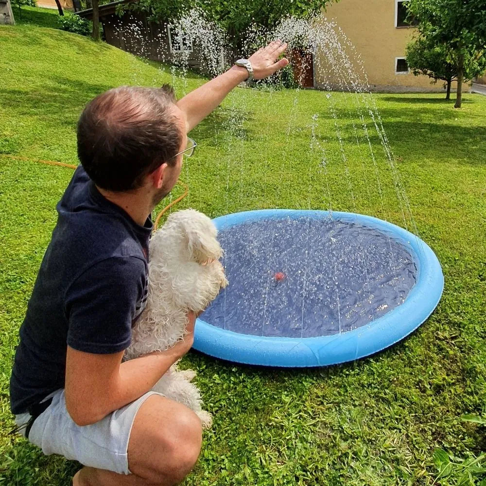Hunde-Sprinklermatte I Hundebad I Hundepool für kleine und große Hunde I Faltbarer Planschbecken