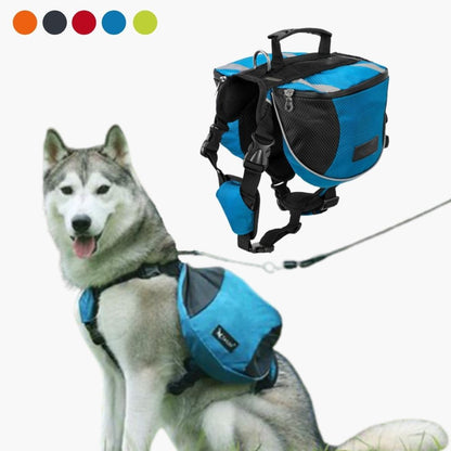 Hunderucksack / Hunde-Satteltasche mit 2 Seitentaschen fürs Wandern - integriertes Geschirr, reflektierend, langlebig