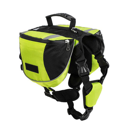 Hunderucksack / Hunde-Satteltasche mit 2 Seitentaschen fürs Wandern - integriertes Geschirr, reflektierend, langlebig