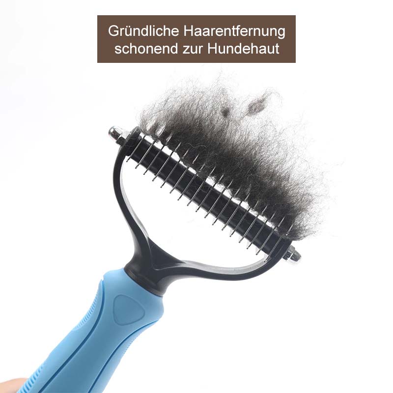 Hundebürste & Katzenbürste / Unterwollkamm - entfernt Unterwolle & Verfilzungen, beugt Krankheiten vor, für alle Haarlängen geeignet_blau