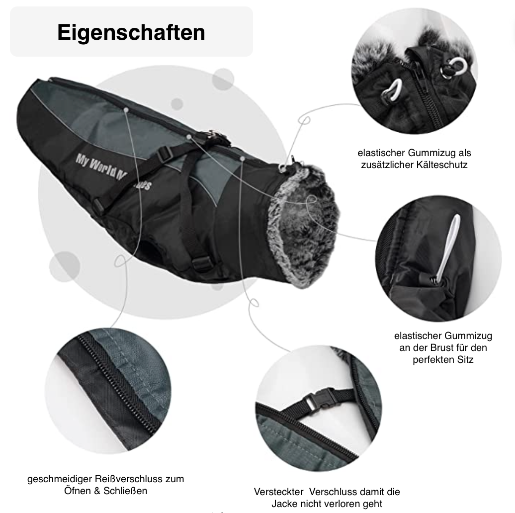 Allwetter Hundejacke mit Innenfutter und integriertem Geschirr
