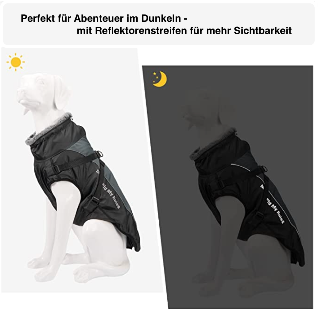 Allwetter Hundejacke mit Innenfutter und integriertem Geschirr