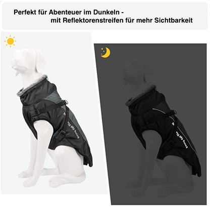 Allwetter Hundejacke mit Innenfutter und integriertem Geschirr