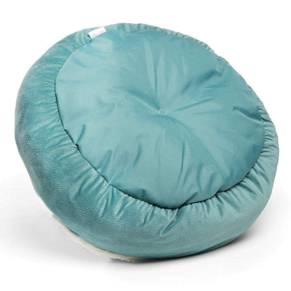 Flauschige Anti-Stress-Hundehöhle "Kuschelwolke" - das Original - sicherer Rückzugsort, samtweicher Rund-um-Schutz, waschbar_türkis 2