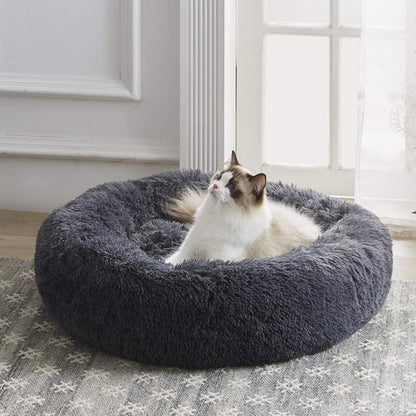 Gemütliches Katzenbett "Wolke 7" - das besondere Katzenkörbchen - flauschig, waschbar, wasserfest__rutschfester unterbezug_anthrazit 2