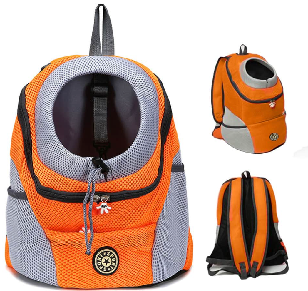 Hunde-Tragerucksack für kleine & mittelgroße Hunde bis max. 11 kg - super bequem & größenverstellbar_orange_eigenschaften