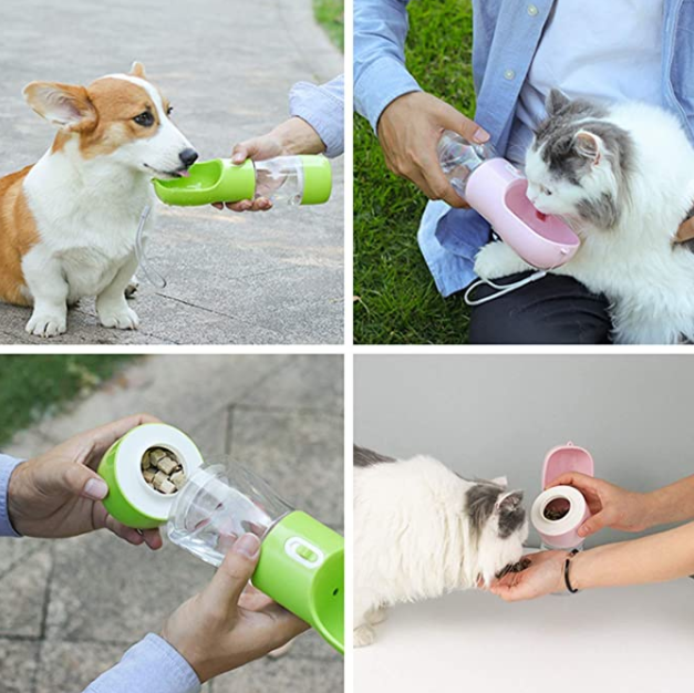 Hunde-Trinkflasche inkl. Futterbehälter für unterwegs,_testsieger