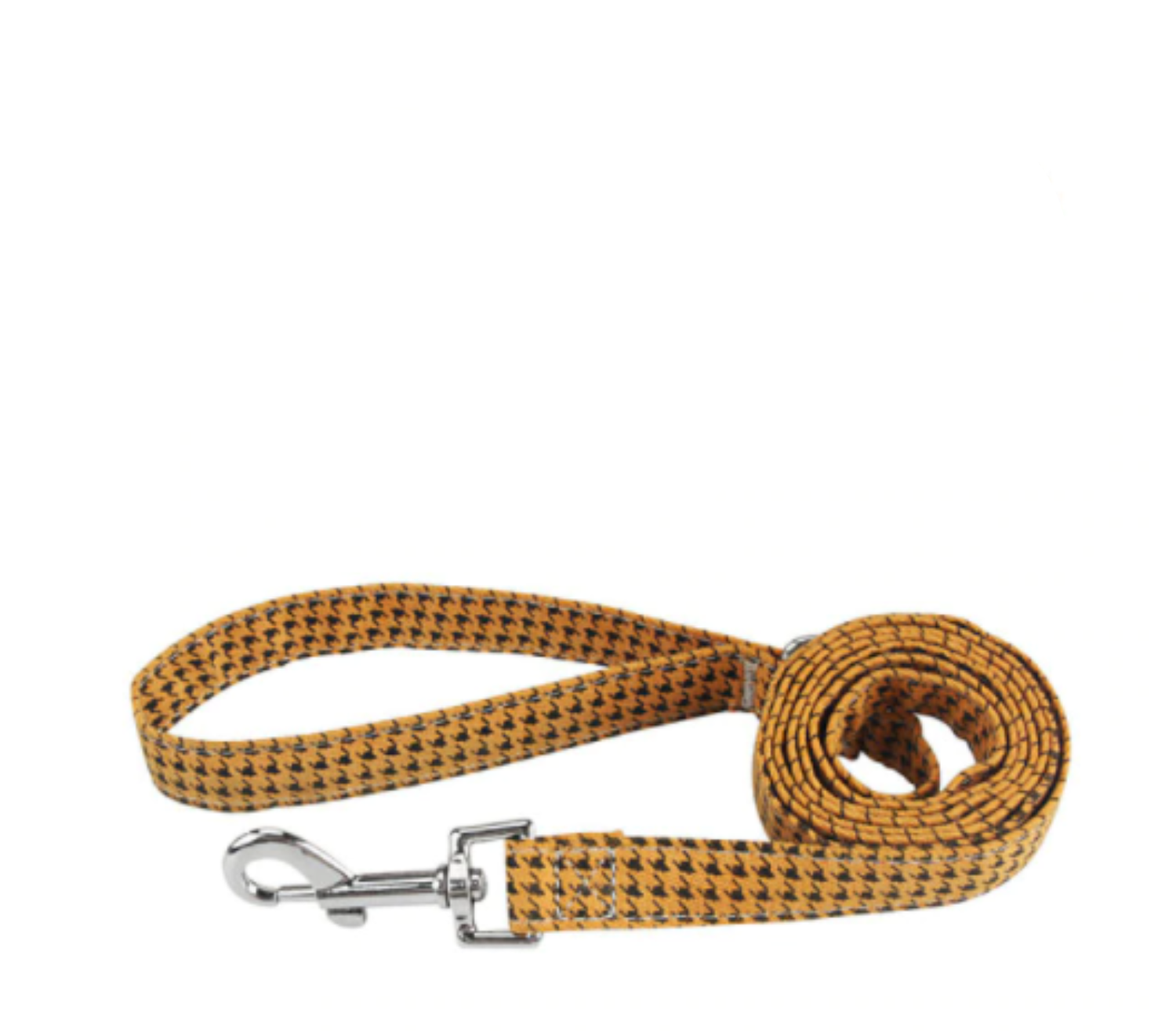  Personalisiertes Hundehalsband mit Leine - mit Name & Tel.-Nr. bedruckt_dunkelgelb_kariert