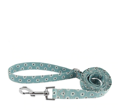 Personalisiertes Hundehalsband mit Leine - mit Name & Tel.-Nr. bedruckt_blumenstil