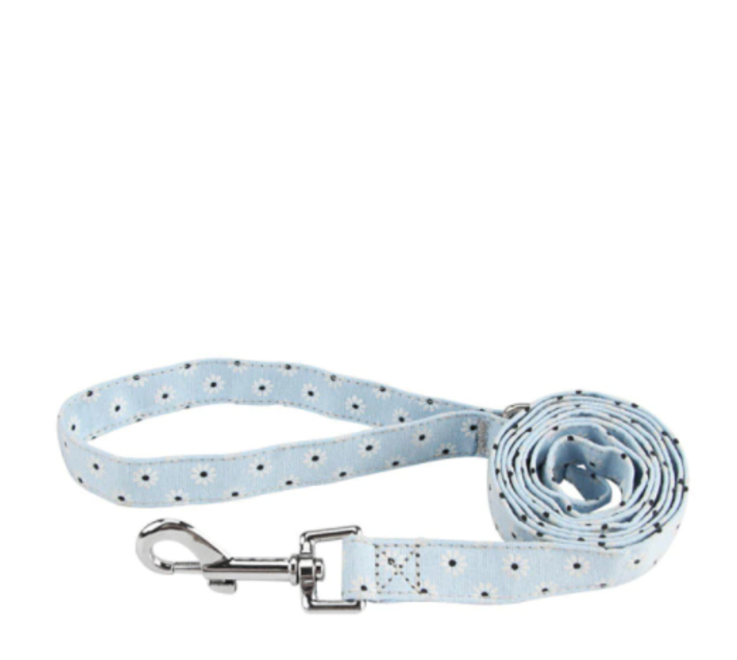  Personalisiertes Hundehalsband mit Leine - mit Name & Tel.-Nr. bedruckt_hellblau_blumenstil