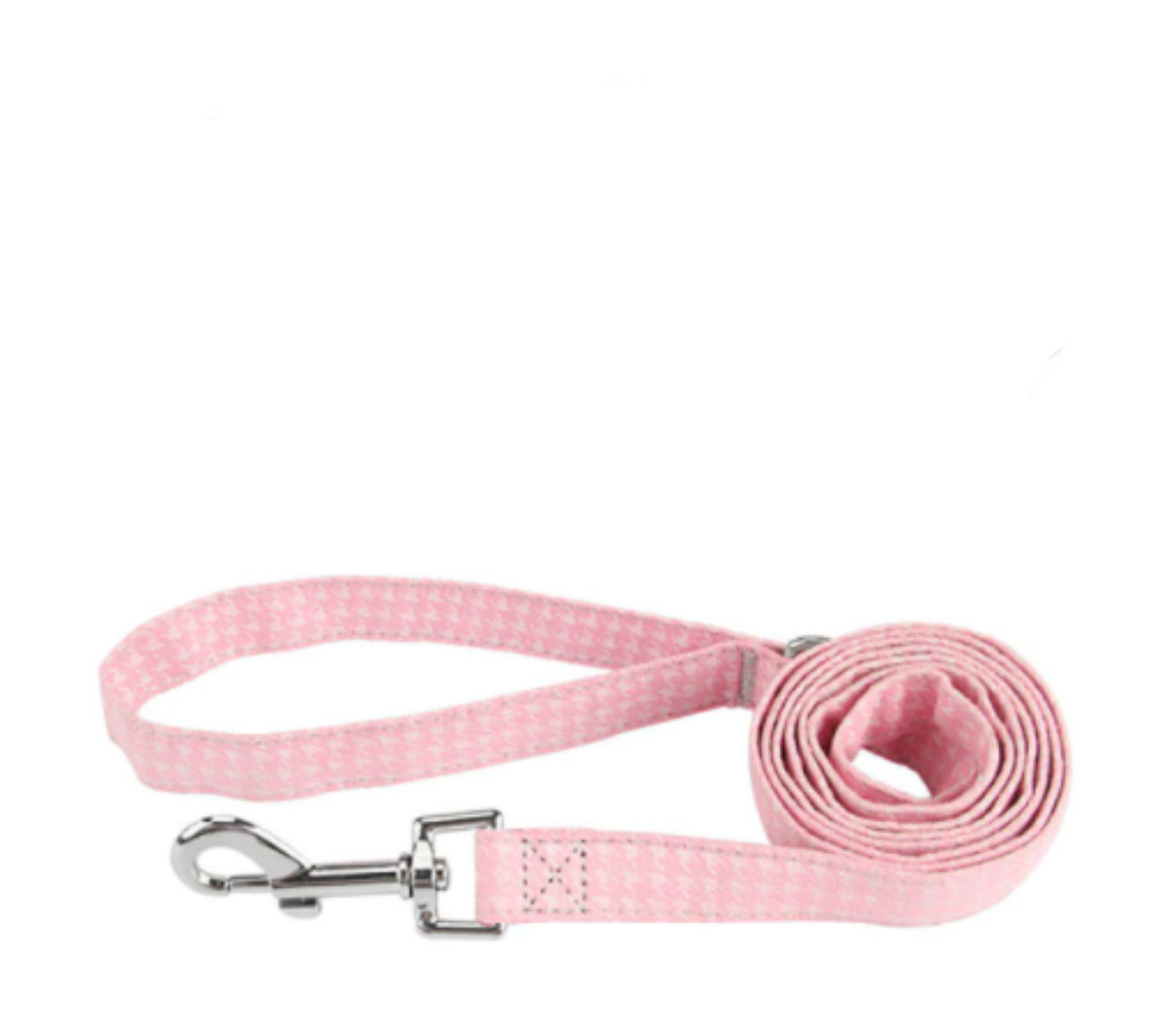  Personalisiertes Hundehalsband mit Leine - mit Name & Tel.-Nr. bedruckt_rosa_kariert