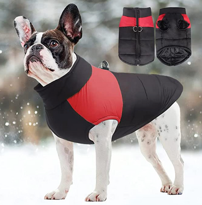 Winter-Hundejacke / Hundeweste / Hundemantel - wasserdicht, warm & weich_rot_bulldogge