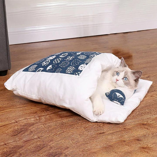  katzenbett schlafsack blau
