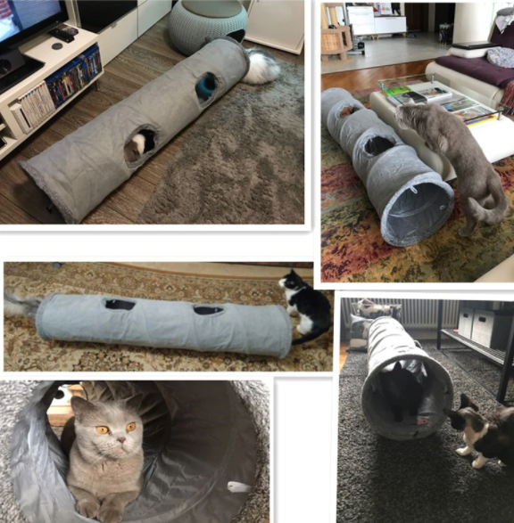 katzenspielzeug katzentunnel grau