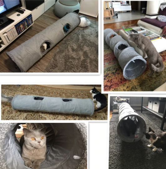 katzenspielzeug katzentunnel grau