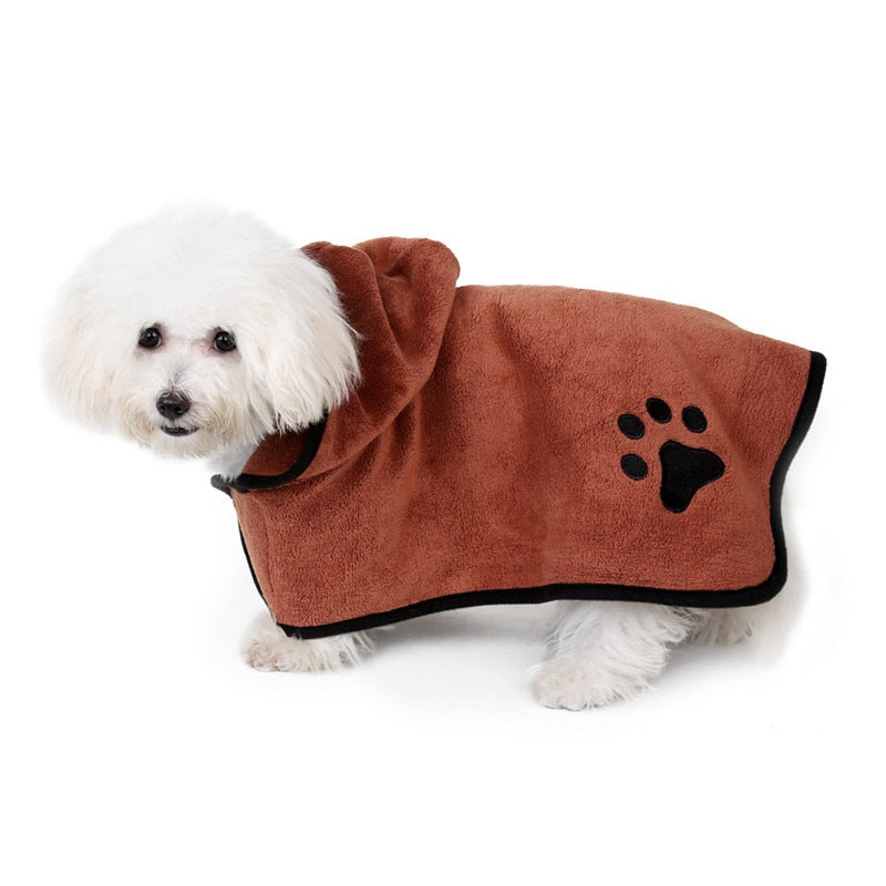 Mikrofaser-Bademantel für Hunde - waschbar_braun