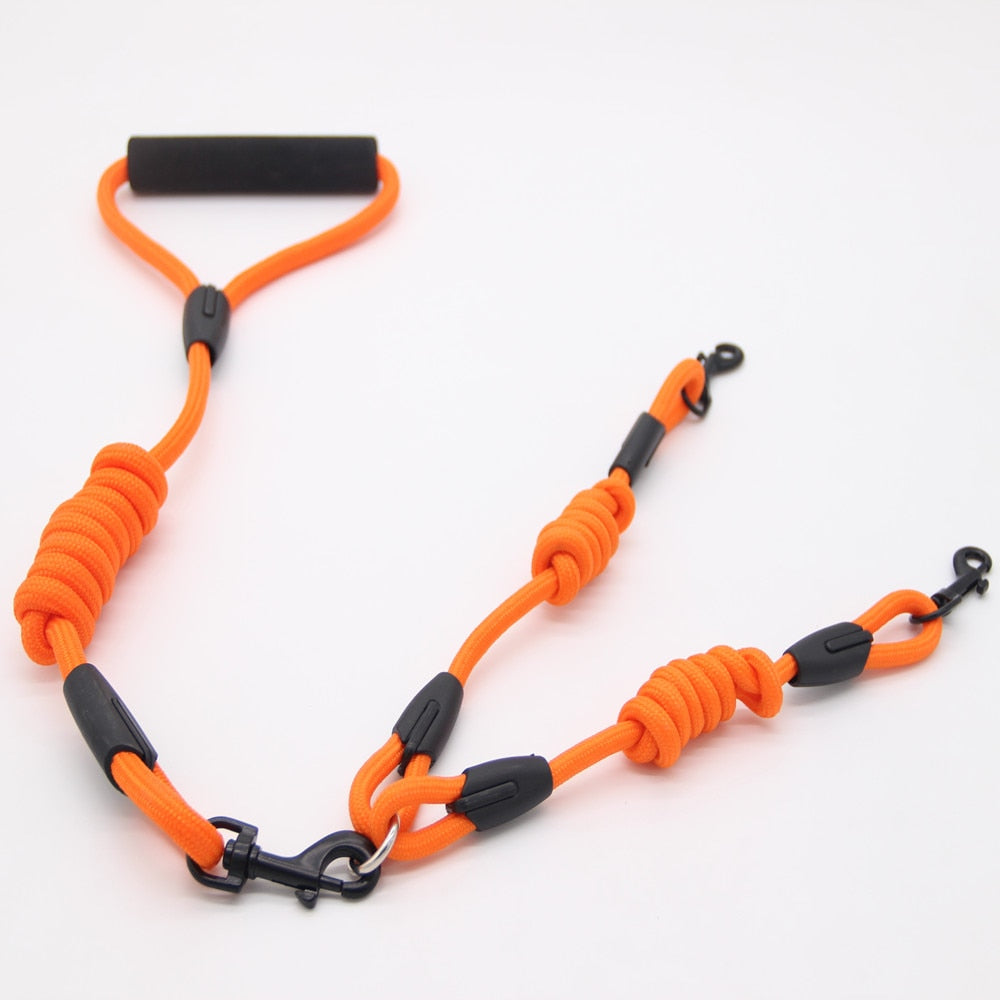 hundeleine und hundegeschirr für 2 hunde orange