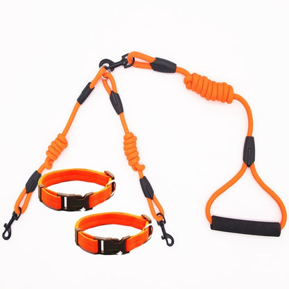 hundeleine und hundegeschirr für 2 hunde orange 2