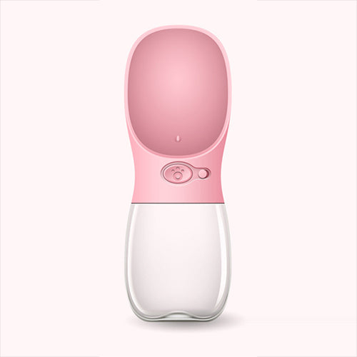 Hunde-Trinkflasche inkl. Futterbehälter für unterwegs,_rosa